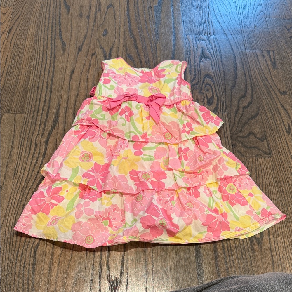 Floral Pink and Yellow Ruffle Dress NWOT